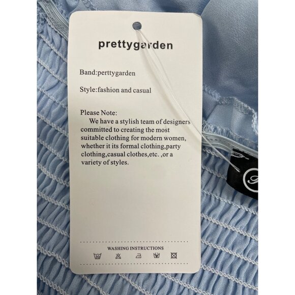 Prettygarden Off-Shoulder Light Blue Maxi Dress With Smocked Bodice Size L - New - Picture 8 of 9